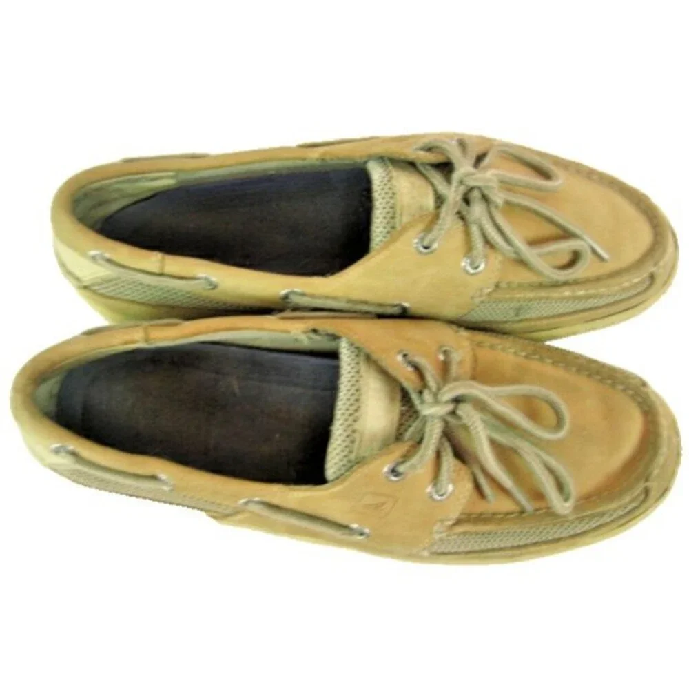 Mens Sperry Topsider Tan  Leather Deck Boat Shoes sz 8.5M